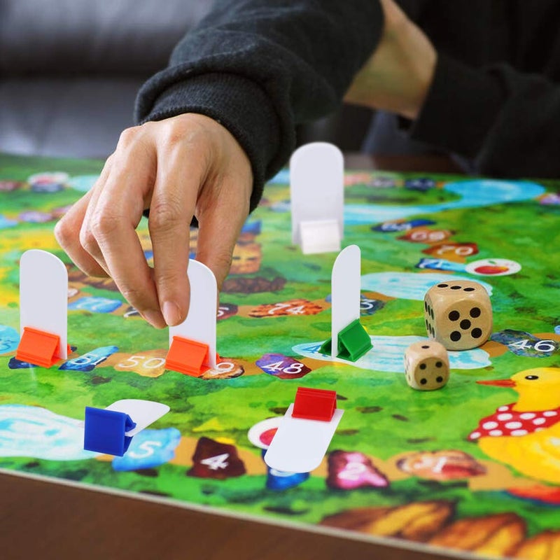 Meetory 45 Pieces Blank Game Board Markers and 35 Pieces Game Card Stands with 2 Pcs Black Marker Pens, Plastic Token Cards with 7 Multi-Color Card Stands for DIY Board Game Party Favor - Image 5